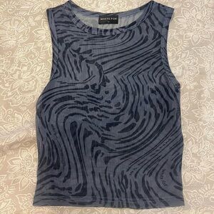 White fox mesh crop top